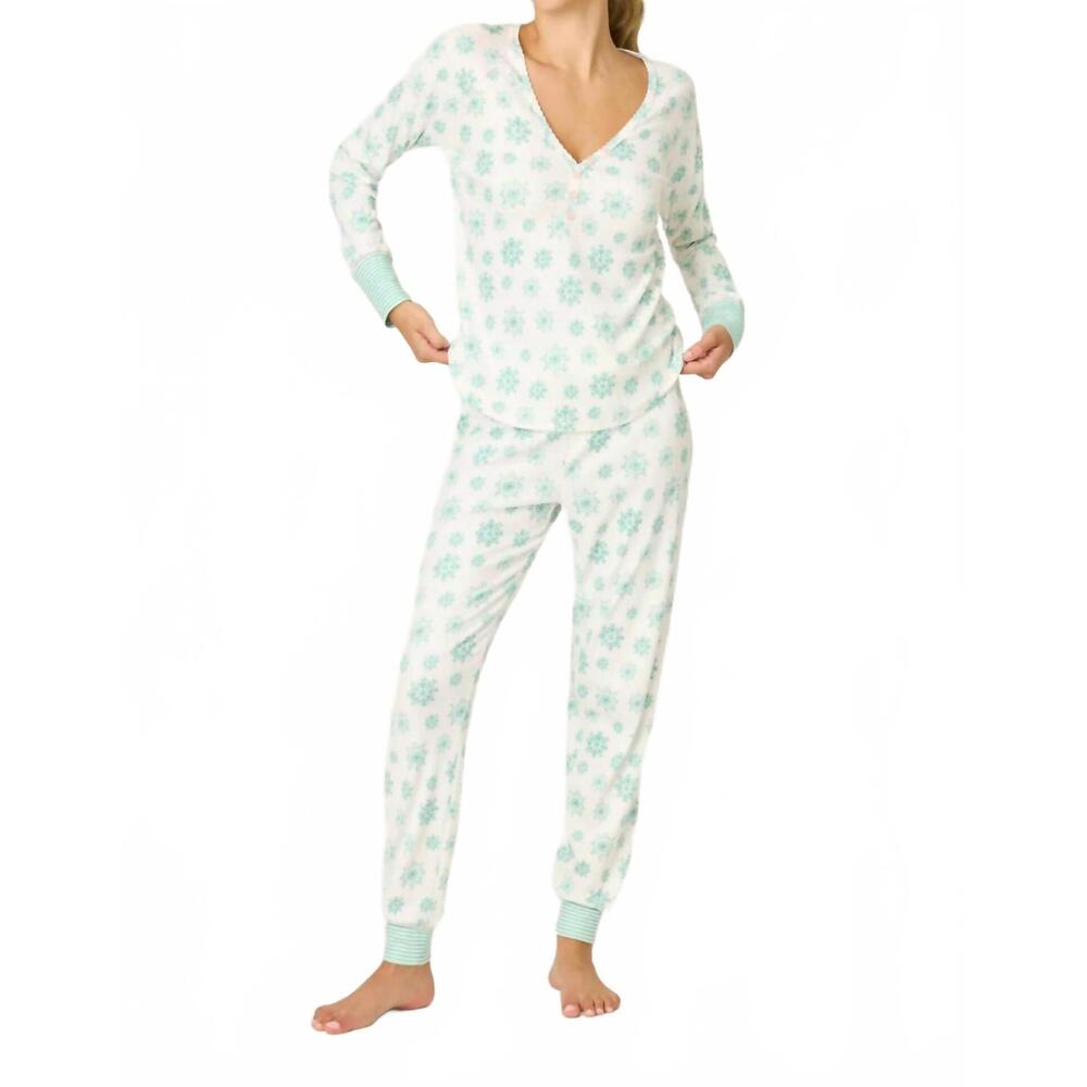 NEW PJ SALVAGE snowflake wishes pointelle pants set in ivory